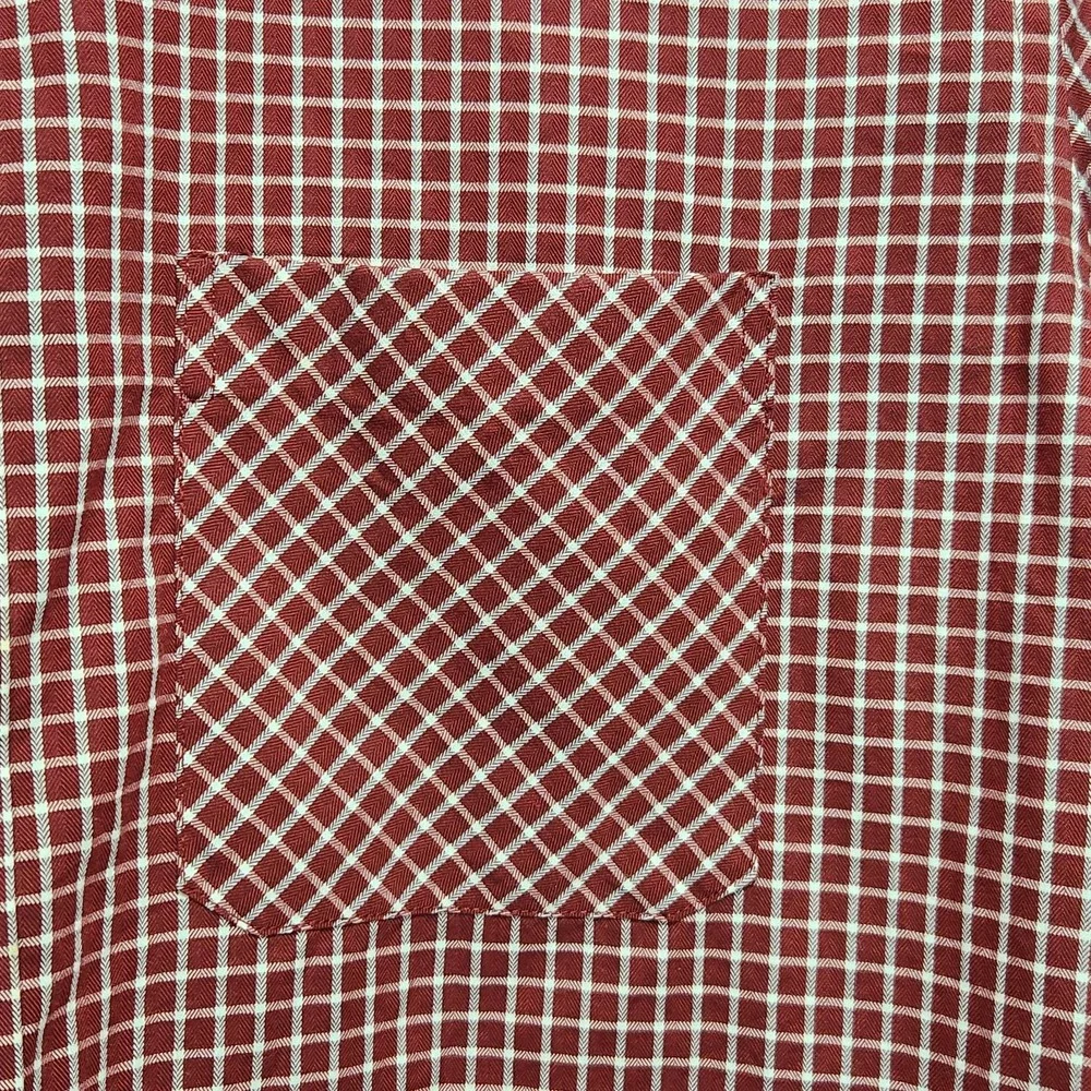 Banana Republic‎ Relaxed Mens Button Down Shirt Size Large Burgundy Checkered